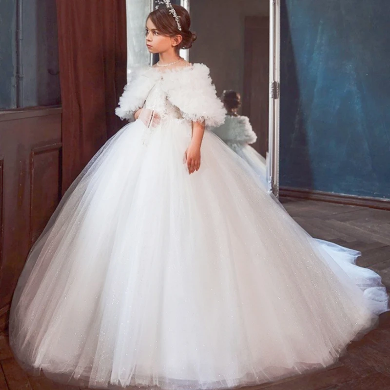 Flower Girls White Lace Girls Dresses Floor Length First Communion Dress Princess Elegant Banquet Dresses
Flower Girls White Lace Girls Dresses Floor Length First Communion Dress Princess Elegant Banquet Dresses