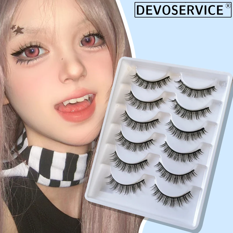 

DEVOSERVICE 3D Mink Natural Long Lashes Soft 3/6 Pairs DD Curl Faux Cils Handmade False Eyelashes Extension Maquiagem Wholesale