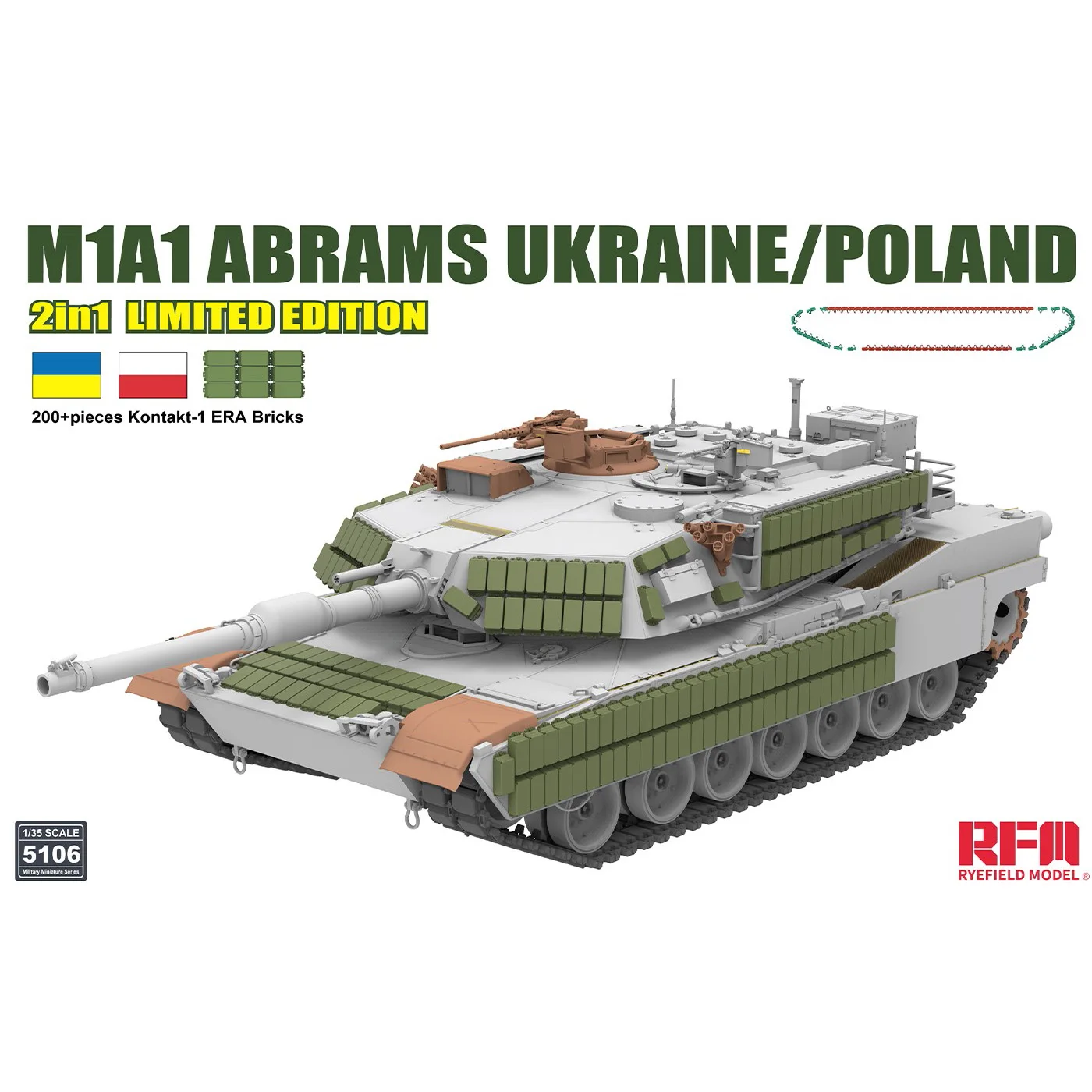 Модель 1/35 Rye Field M1A1 Abrams Украина/Польша No.5106 
Модель 1/35 Rye Field M1A1 Abrams Украина/Польша No.5106
