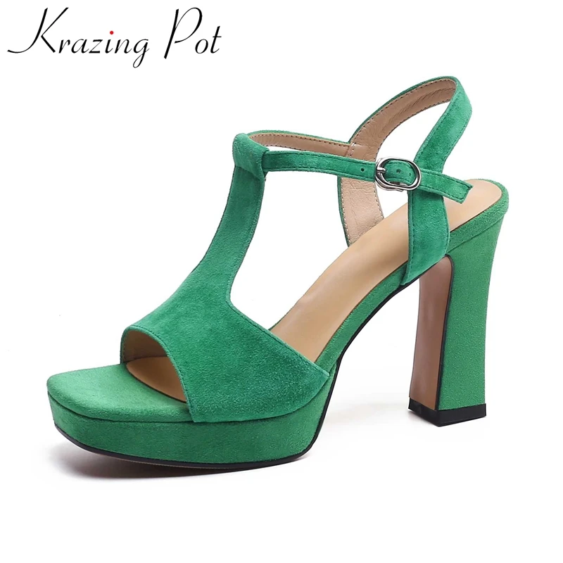 Krazing Pot summer new sheep suede peep toe super high heels beauty lady streetwear mature elegant handmade women sandals L54
Krazing Pot summer new sheep suede peep toe super high heels beauty lady streetwear mature elegant handmade women sandals L54