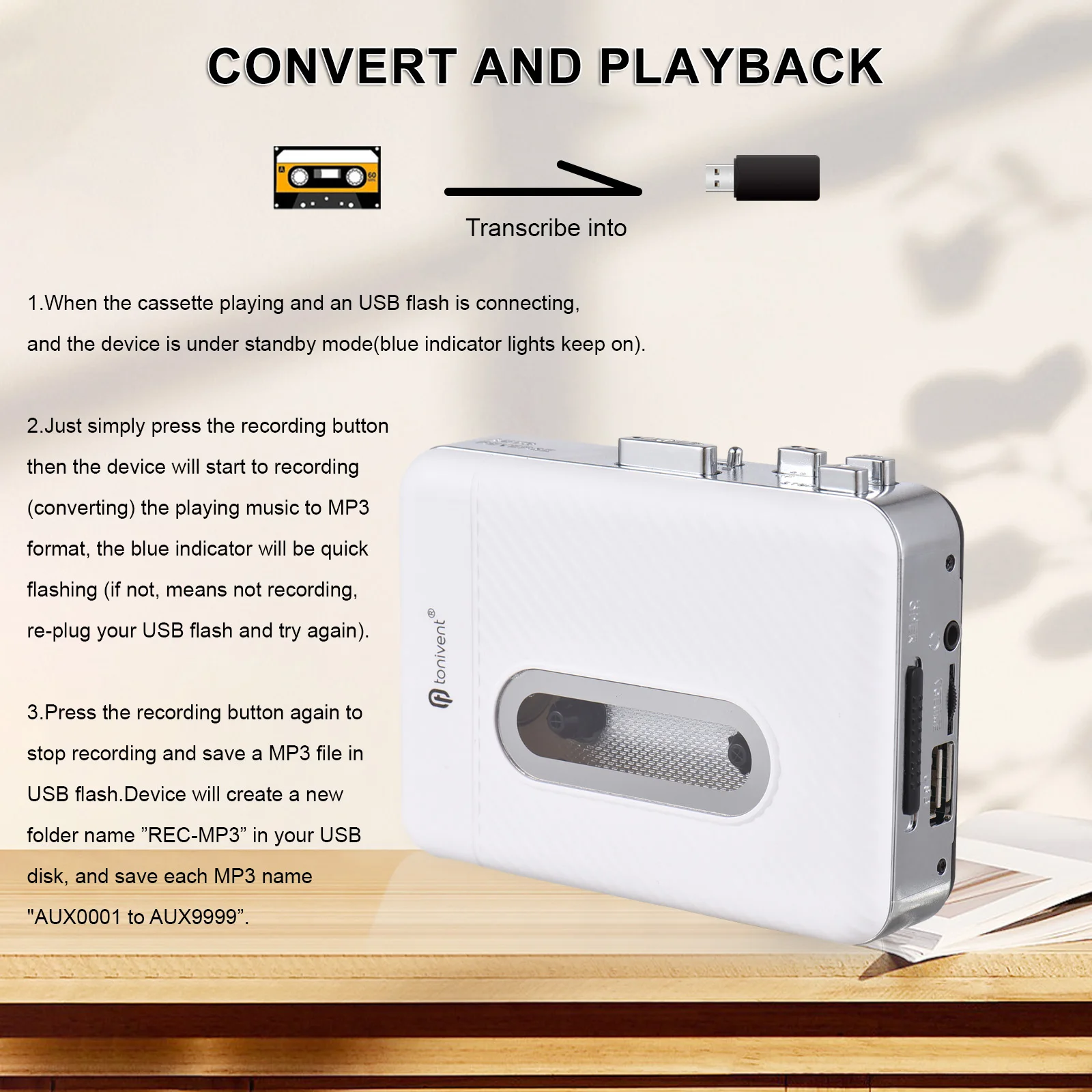 TONIVENT Cassette Tape to MP3 Converter Cassette To MP3 Card Player Cassette Recorder
TONIVENT Cassette Tape to MP3 Converter Cassette To MP3 Card Player Cassette Recorder