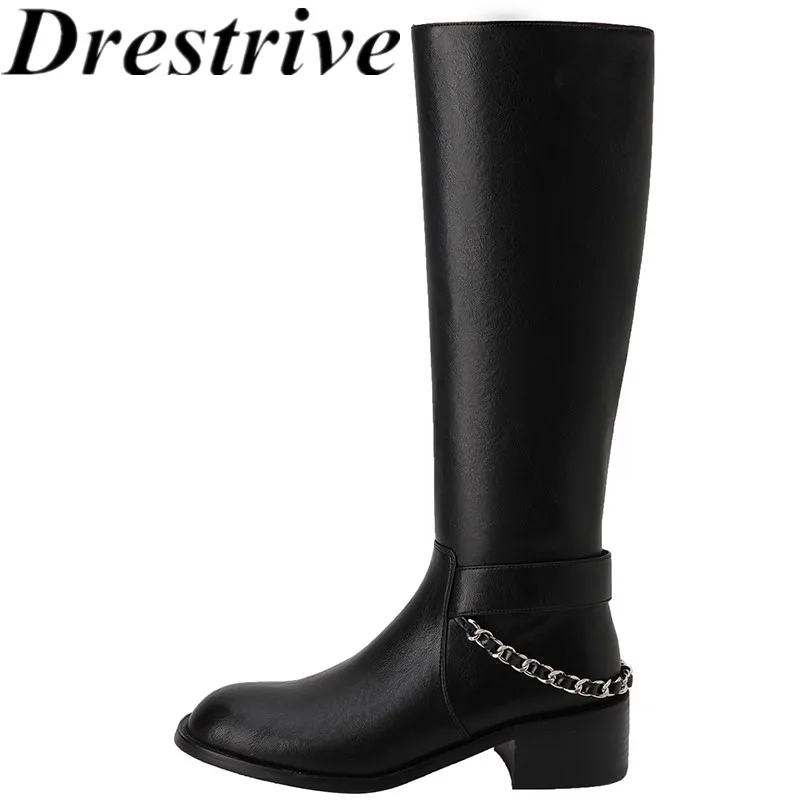 Drestrive 2022 Winter Shoes Women Knee High Boots Chain Round Toe Thick Mid Heels Zipper Cow Split Leather Brown
Drestrive 2022 Winter Shoes Women Knee High Boots Chain Round Toe Thick Mid Heels Zipper Cow Split Leather Brown