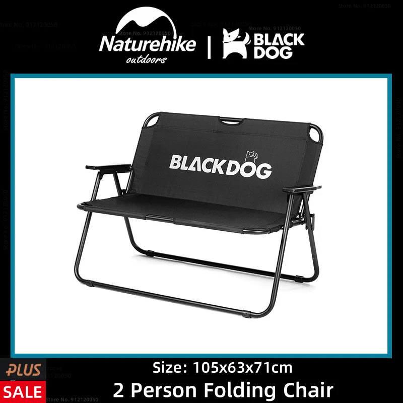 

Naturehike-BLACKDOG 2 Person Folding Chair 600D Oxford Cloth Outdoor Camping Picnic Beach Leisure Back Chair Load Bearing 120KG