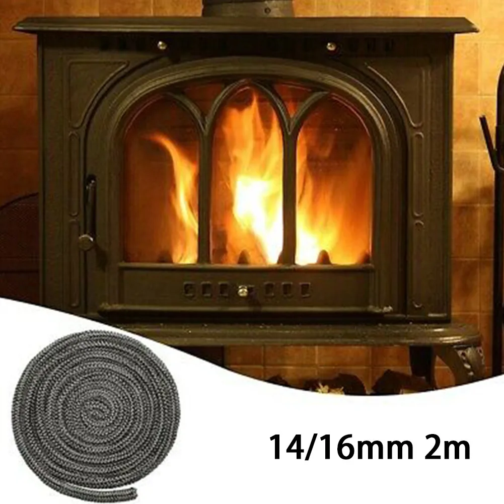 

6/8/10/12mm Black Gasket Cord Stove Door Fireplace Cord 2m Fiberglass High Temperature Woodburner Sealing Rope Replacement