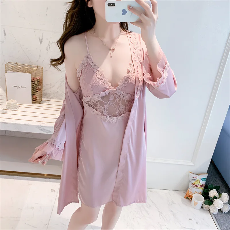 Lace Satin Patchwork Women Bathrobe Gown Sexy Hollow Out Kimono Robe Set Summer New Short Nightwear Casual Intimate Lingerie
Lace Satin Patchwork Women Bathrobe Gown Sexy Hollow Out Kimono Robe Set Summer New Short Nightwear Casual Intimate Lingerie