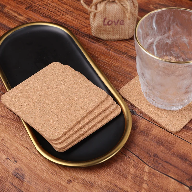 

1/5/10Pcs Natural Cork Coasters Square Heat Insulation Cork Coaster Coffee Tea Hot Ice Drink Mats Placemat Kitchen Accessories