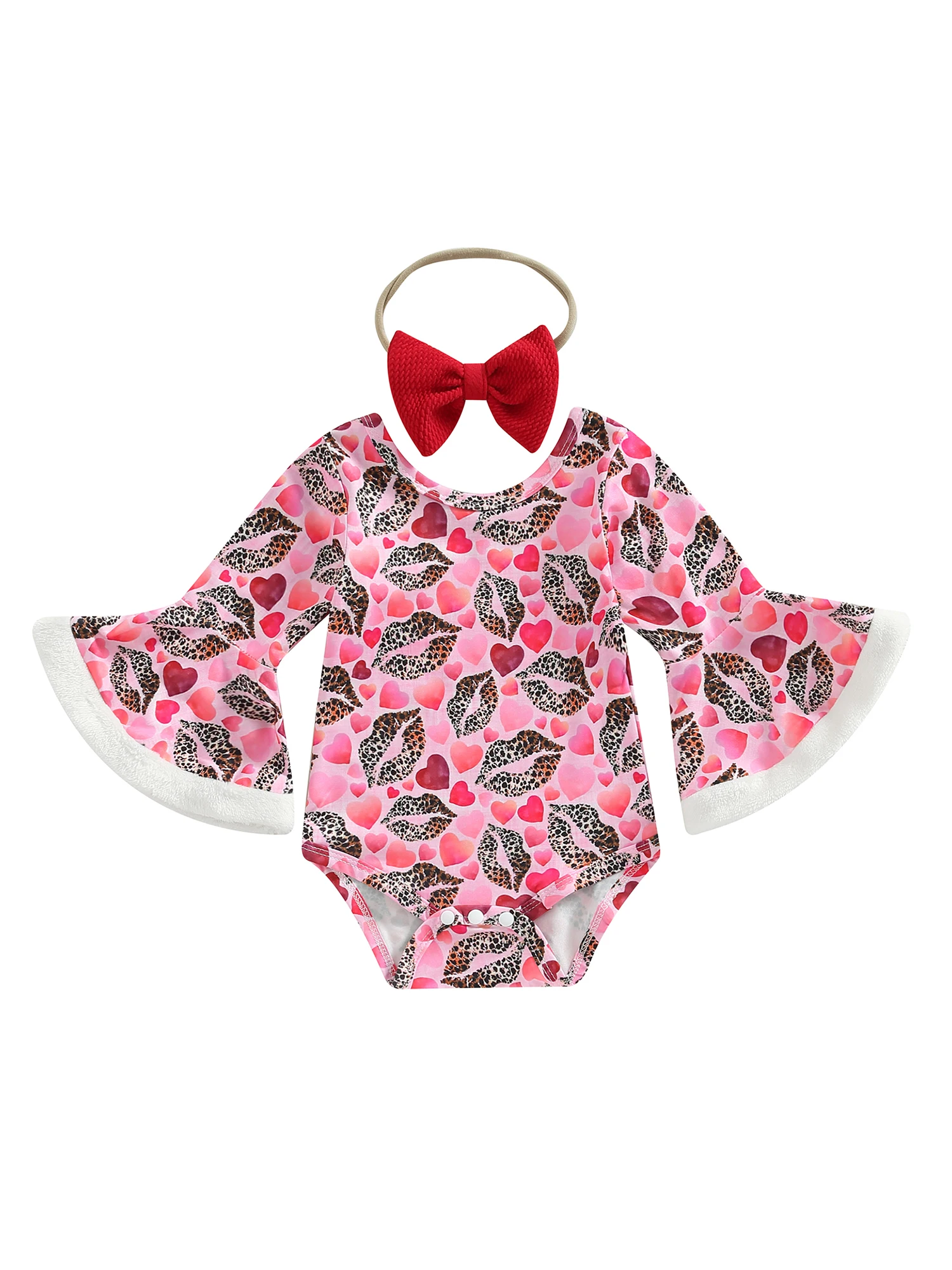 Baby Girl Valentines Day Outfit Cartoon Lips Envelope Print Plush Patchwork Flare Long Sleeves Romper Bow Headband
Baby Girl Valentines Day Outfit Cartoon Lips Envelope Print Plush Patchwork Flare Long Sleeves Romper Bow Headband