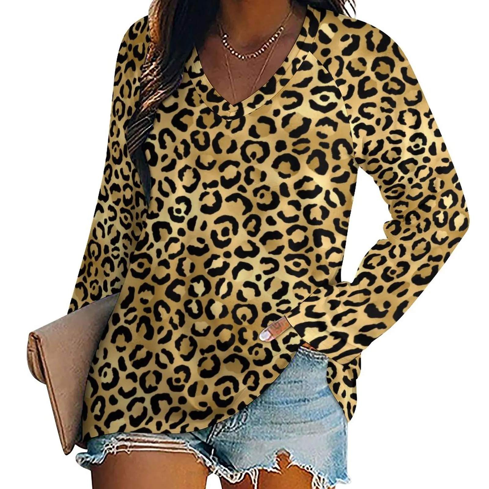 Футболка с длинным рукавом и леопардовым принтом, Y2K
Футболка с длинным рукавом и леопардовым принтом, Y2K