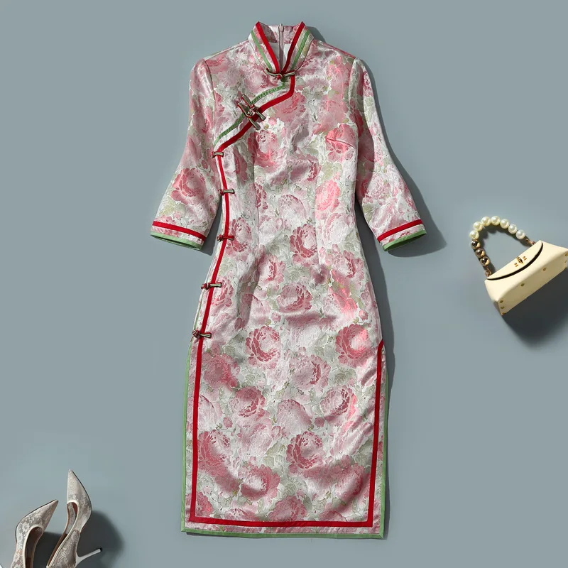 H.RONG.X 2022 New Fashion Spring Cheongsam Dress Traditional Chinese Elegant Retro Chipao Bodycon 3 Quarter Sleeves Women Qipao
H.RONG.X 2022 New Fashion Spring Cheongsam Dress Traditional Chinese Elegant Retro Chipao Bodycon 3 Quarter Sleeves Women Qipao