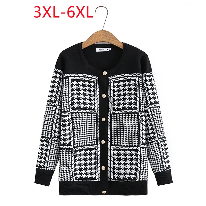 New 2022 Ladies Autumn Winter Plus Size Tops For Women Large Size O-neck Long Sleeve plaid black Coat 3XL 4XL 5XL 6XL
New 2022 Ladies Autumn Winter Plus Size Tops For Women Large Size O-neck Long Sleeve plaid black Coat 3XL 4XL 5XL 6XL