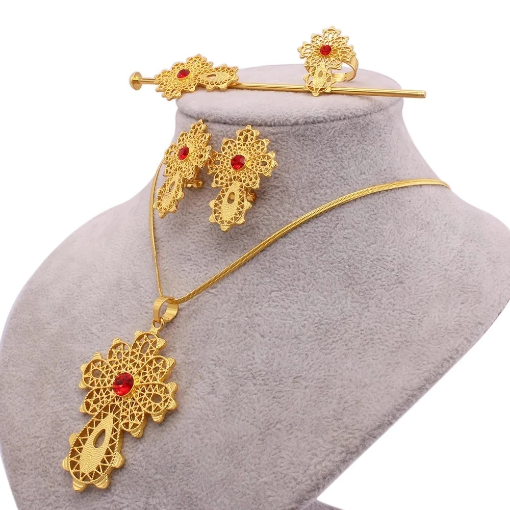 New RoseL Arabian Bridal wedding jewelry set Women wear necklace earrings ring hairpins set of four pieces Luxury jewelry set
New RoseL Arabian Bridal wedding jewelry set Women wear necklace earrings ring hairpins set of four pieces Luxury jewelry set
