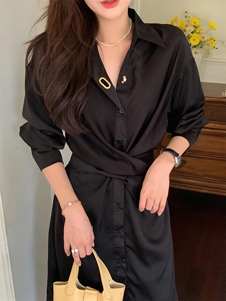 Sister Fara Spring Elegant Long Dresses for Women's Lantern Sleeve Shirt Dress Autumn Female Cross Lace Up Mid-Calf Dresses
Sister Fara Spring Elegant Long Dresses for Women's Lantern Sleeve Shirt Dress Autumn Female Cross Lace Up Mid-Calf Dresses