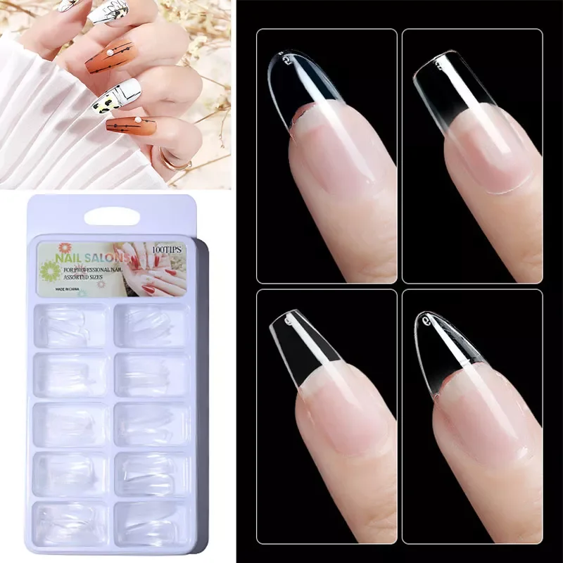 100PCS/Box Transparent Coffin Fake Nails Natural Long Ballet ABS Full Coverage Nail tips Decorations Pressed On The Nails Decals
100PCS/Box Transparent Coffin Fake Nails Natural Long Ballet ABS Full Coverage Nail tips Decorations Pressed On The Nails Decals