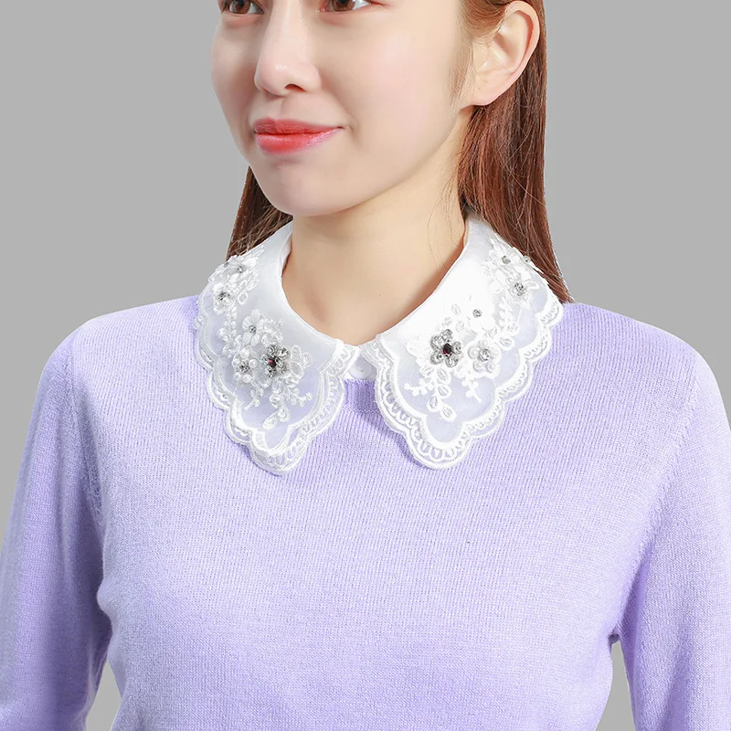 Chiffon Embroidery Floral Lace Fake Collars for Women White Shirt False Collar Half Blouse Lapel Detachable Collars Faux Col Tie
Chiffon Embroidery Floral Lace Fake Collars for Women White Shirt False Collar Half Blouse Lapel Detachable Collars Faux Col Tie