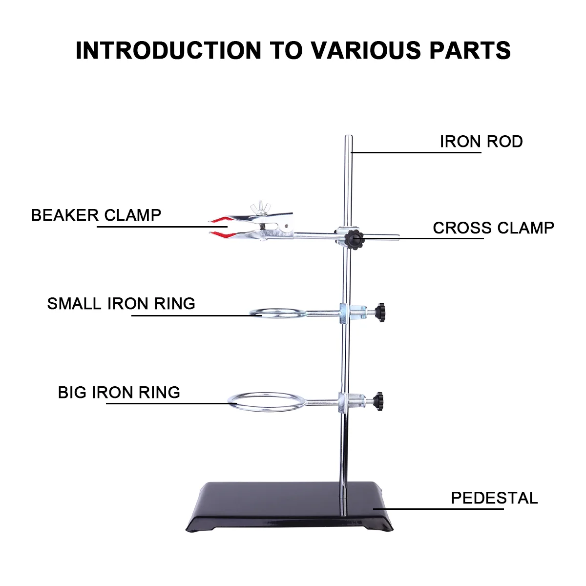 Iron Stand Support Laboratory Metal Rack Cork Holder Ring Supporting Tool Retort Heavy Duty Clamps
Iron Stand Support Laboratory Metal Rack Cork Holder Ring Supporting Tool Retort Heavy Duty Clamps