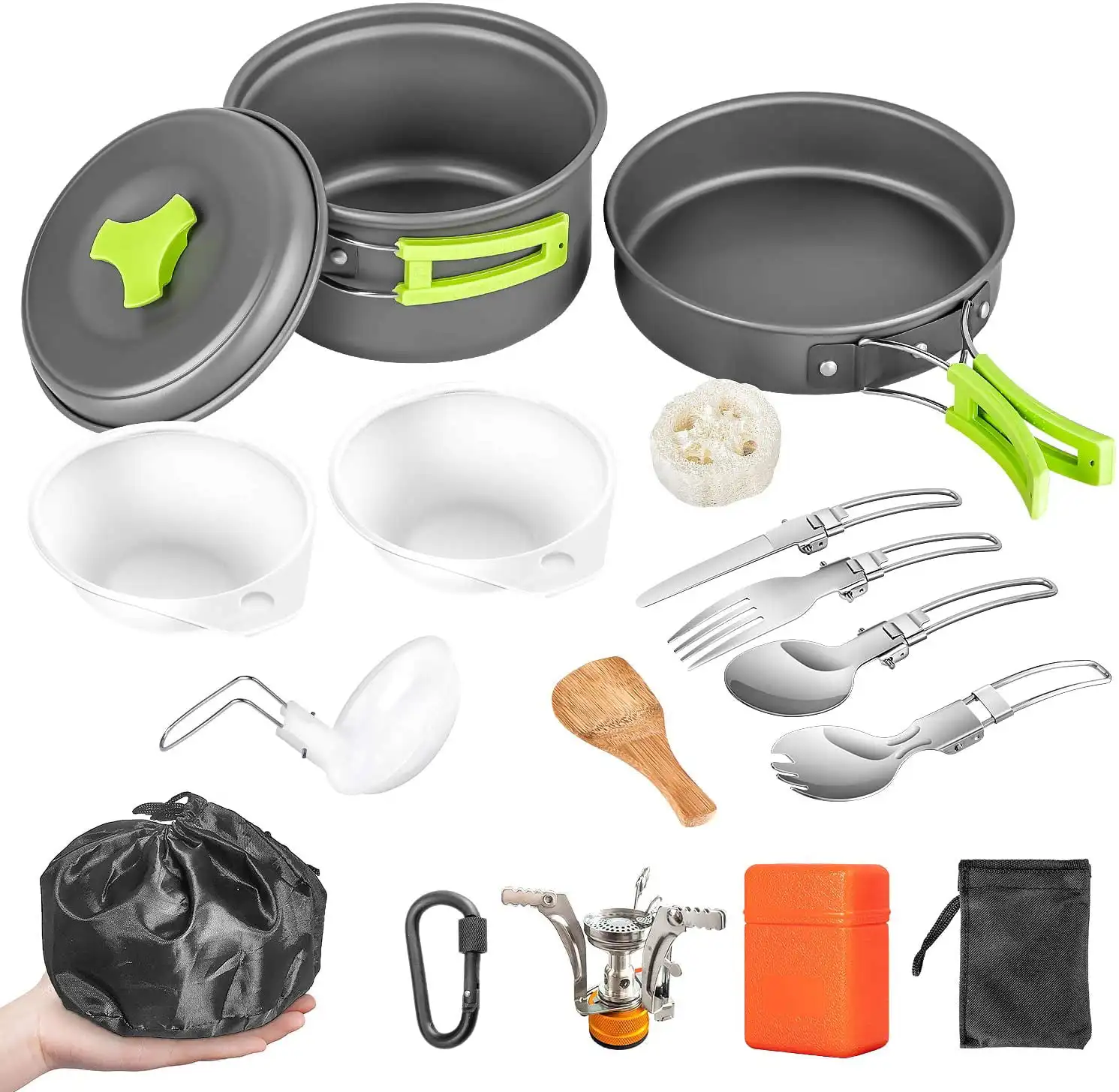 16 Pcs Camping Cookware Set Stove Canister Stand Tripod Outdoor Hiking Picnic Non-Stick Cooking Backpacking with Folding Knife a
16 Pcs Camping Cookware Set Stove Canister Stand Tripod Outdoor Hiking Picnic Non-Stick Cooking Backpacking with Folding Knife a