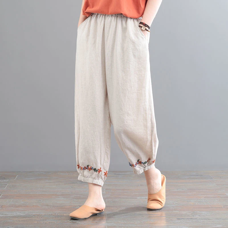 Women Print Embroidery Straight Pants 2023 Spring Summer Elastic Waist Baggt Trousers Oversized Cotton Linen Ankle-Length Pants
Women Print Embroidery Straight Pants 2023 Spring Summer Elastic Waist Baggt Trousers Oversized Cotton Linen Ankle-Length Pants