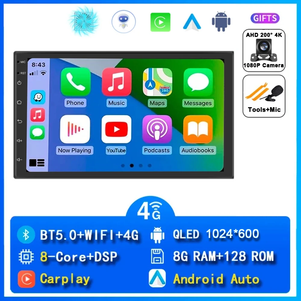 7-дюймовый 2 Din Android 15 авто автомобильный радиоприемник мультимедийное видео универсальный стерео Carplay GPS для Volkswagen Nissan Hyundai Kia Toyota
7-дюймовый 2 Din Android 15 авто автомобильный радиоприемник мультимедийное видео универсальный стерео Carplay GPS для Volkswagen Nissan Hyundai Kia Toyota