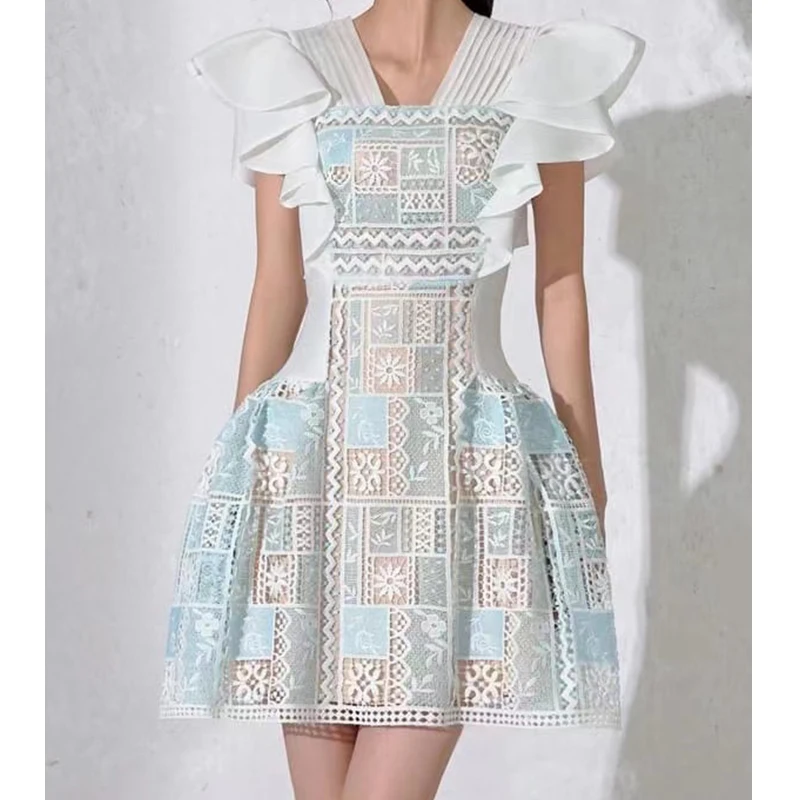 Vintage Embroidery Lace Dress Women Ruffle Sleeve 2023 Summer High Waisted Bodycon Dresses Hollow Out Party Vestido Luxury
Vintage Embroidery Lace Dress Women Ruffle Sleeve 2023 Summer High Waisted Bodycon Dresses Hollow Out Party Vestido Luxury