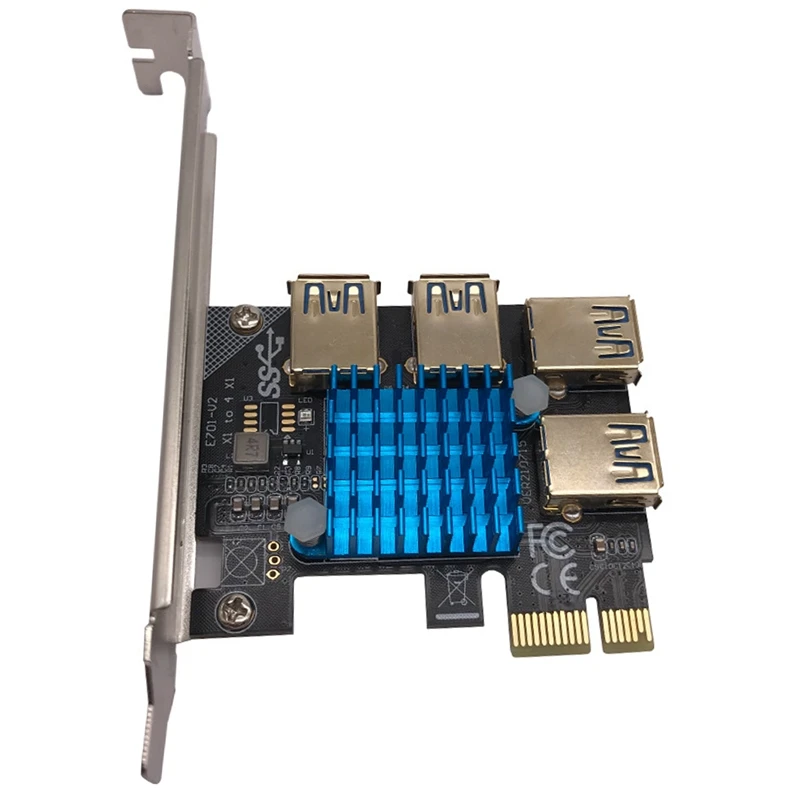 Переходная карта Pcie 1-4 PCI Express, переходная карта от 1 до 4 USB 3,0 с большим радиатором, PCI-E 1X к внешнему 4 USB 3,0 
Переходная карта Pcie 1-4 PCI Express, переходная карта от 1 до 4 USB 3,0 с большим радиатором, PCI-E 1X к внешнему 4 USB 3,0