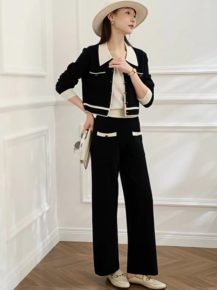 Korea Knitting 2 Piece Sets Womens Outfits 2023 Autumn Patchwork Cardigan Long Sleeve Coat Casual Sets Full Length Pant Sets
Korea Knitting 2 Piece Sets Womens Outfits 2023 Autumn Patchwork Cardigan Long Sleeve Coat Casual Sets Full Length Pant Sets