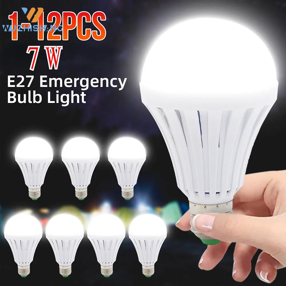 

1-12PCS LED Emergency Light Bulb E27 LED Lamp 5W 7W 9W Rechargeable Touch Light Up Lamp Outdoor Lighting Bombillas Flashlights