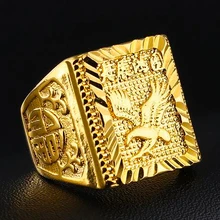 Punk Rock Realize Ambition Eagle Men s Ring Luxury Gold Color Resizeable Finger Jewelry Fist Knuckles Never Fade unusual Goods