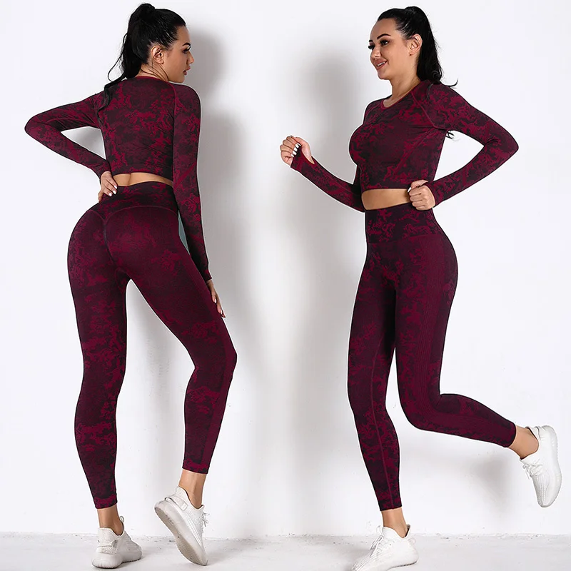 Autumn Women's Tracksuit With Free Shipping High Elasticity For Hip Lift Seamless Camouflage Yoga Set
Autumn Women's Tracksuit With Free Shipping High Elasticity For Hip Lift Seamless Camouflage Yoga Set