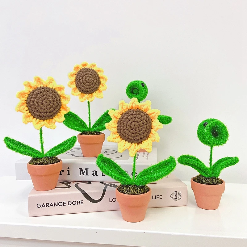 Hand Knitted Sunflower Potted Wedding Decor Creative Artificial Flower Crochet Sunflower Handicrafts Gifts Home Window Ornaments
Hand Knitted Sunflower Potted Wedding Decor Creative Artificial Flower Crochet Sunflower Handicrafts Gifts Home Window Ornaments