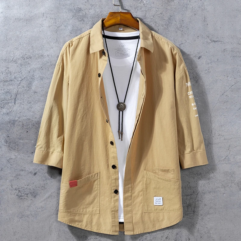 summer Casual short shirts for men 100%cotton three quarter shirt chemise trends fashion korean clothing soft streetwear dress
summer Casual short shirts for men 100%cotton three quarter shirt chemise trends fashion korean clothing soft streetwear dress