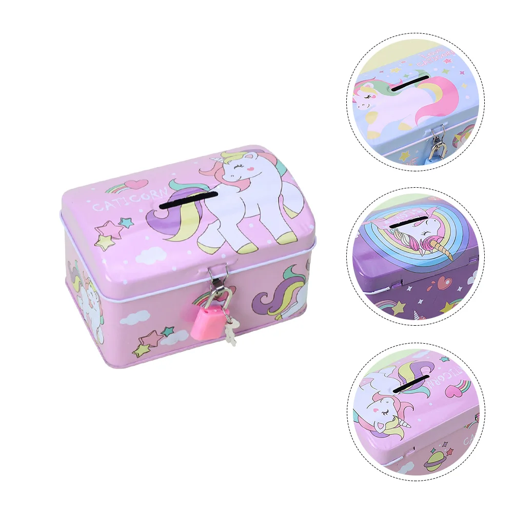 

Unicorn Piggy Bank Locking Stash Box Animal Piggy Bank Container Money Pot Coin Storage Jar Iron Money Savings Pot Baby