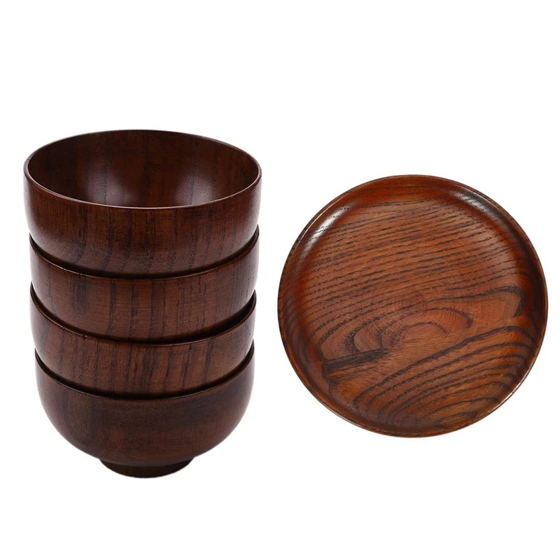 1 Pcs Tableware Household Smooth Wooden Bread Dish Tray & 4 Pcs Solid Wood Bowl, 4-1/8 Inch Dia By 2-5/8 Inch
1 Pcs Tableware Household Smooth Wooden Bread Dish Tray & 4 Pcs Solid Wood Bowl, 4-1/8 Inch Dia By 2-5/8 Inch