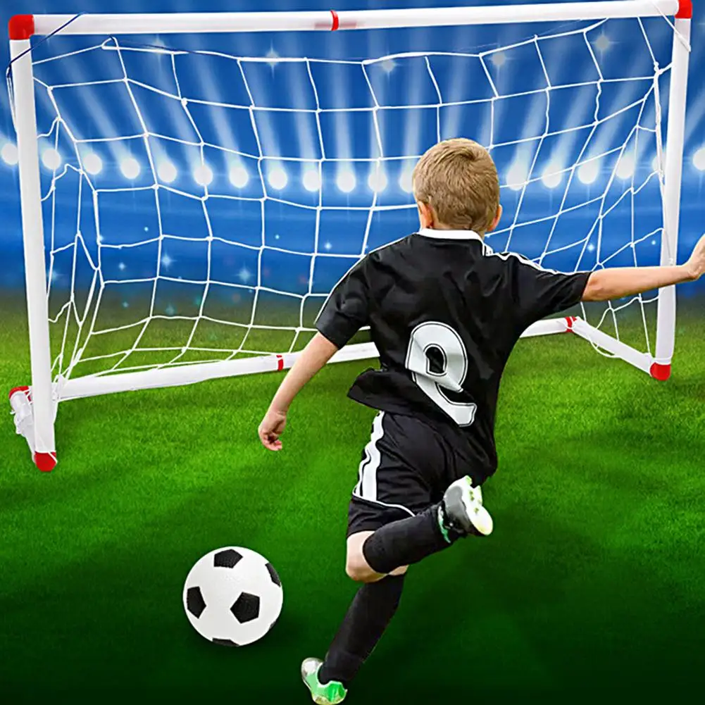 

1 Set Mini Football Toy Folding Soccer Goal Training 56/86/106/120cm Children Soccer Goal Net Ball Pump Post Outdoor Games