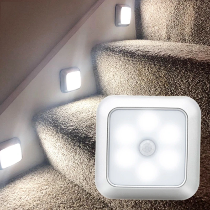 New PIR Body Motion Sensor Activated Battery Night Light 6 LEDs Cabinet Light Wall Lamp for Home Bedside Stairs Kitchen Lighting
New PIR Body Motion Sensor Activated Battery Night Light 6 LEDs Cabinet Light Wall Lamp for Home Bedside Stairs Kitchen Lighting