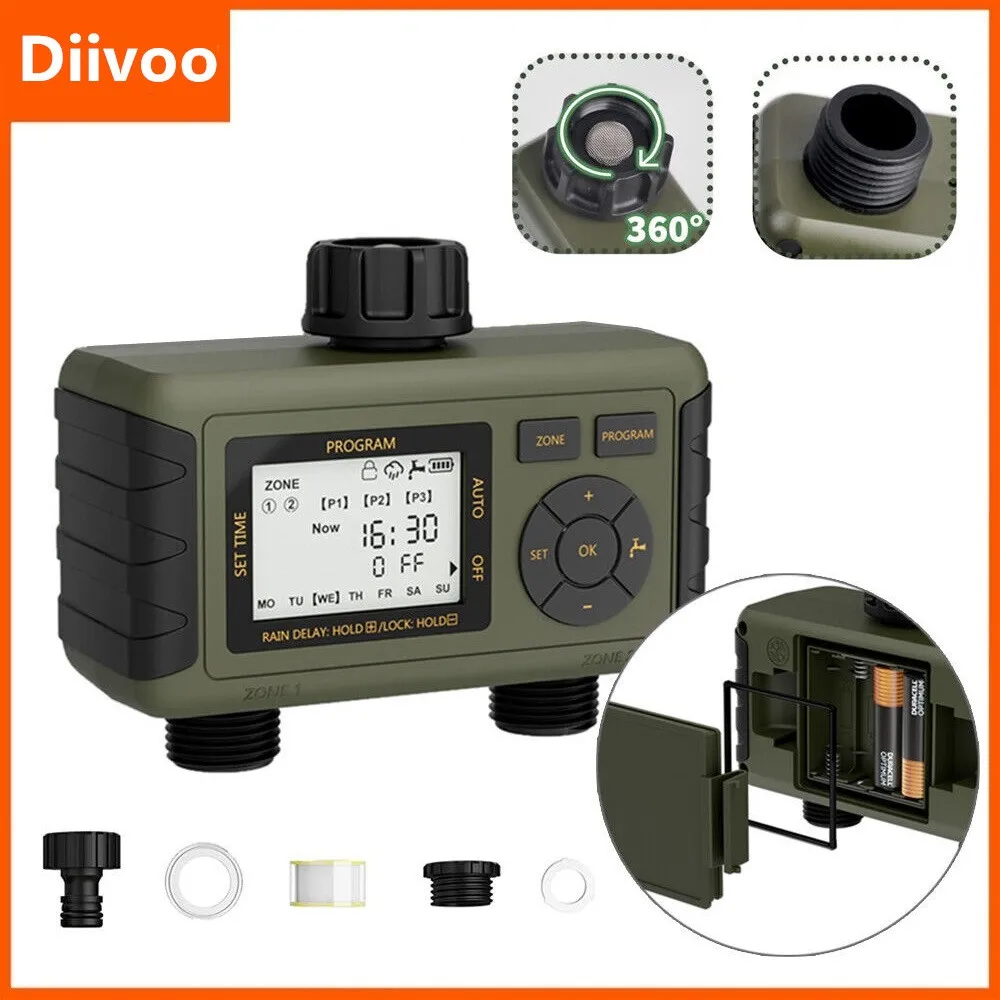 

Diivoo Garden Tool Outdoor Timed Irrigation timer Controller Automatic Sprinkler Controller Programmable Valve Hose Water Timer