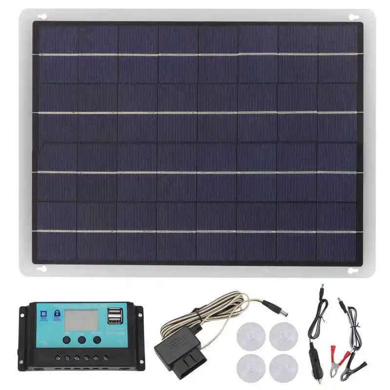 Solar Panel Battery Charger Kit 20W Monocrystalline Silicon Solar Panel 18V 50A MPPT Dual USB Voltage Stabilizing Controller
Solar Panel Battery Charger Kit 20W Monocrystalline Silicon Solar Panel 18V 50A MPPT Dual USB Voltage Stabilizing Controller