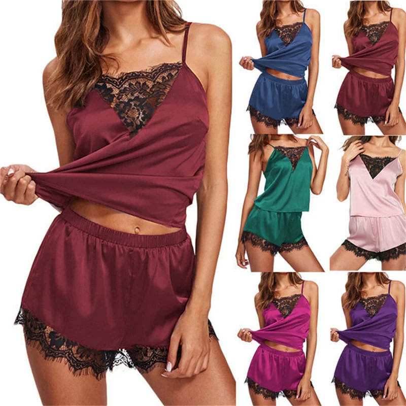 Ultra Thin Suspenders Pajama Set Eroctic Lingerie Ice Silk Ladies Home Wear Comfatable Silk Sling Two-piece Lace Decoration PJ
Ultra Thin Suspenders Pajama Set Eroctic Lingerie Ice Silk Ladies Home Wear Comfatable Silk Sling Two-piece Lace Decoration PJ
