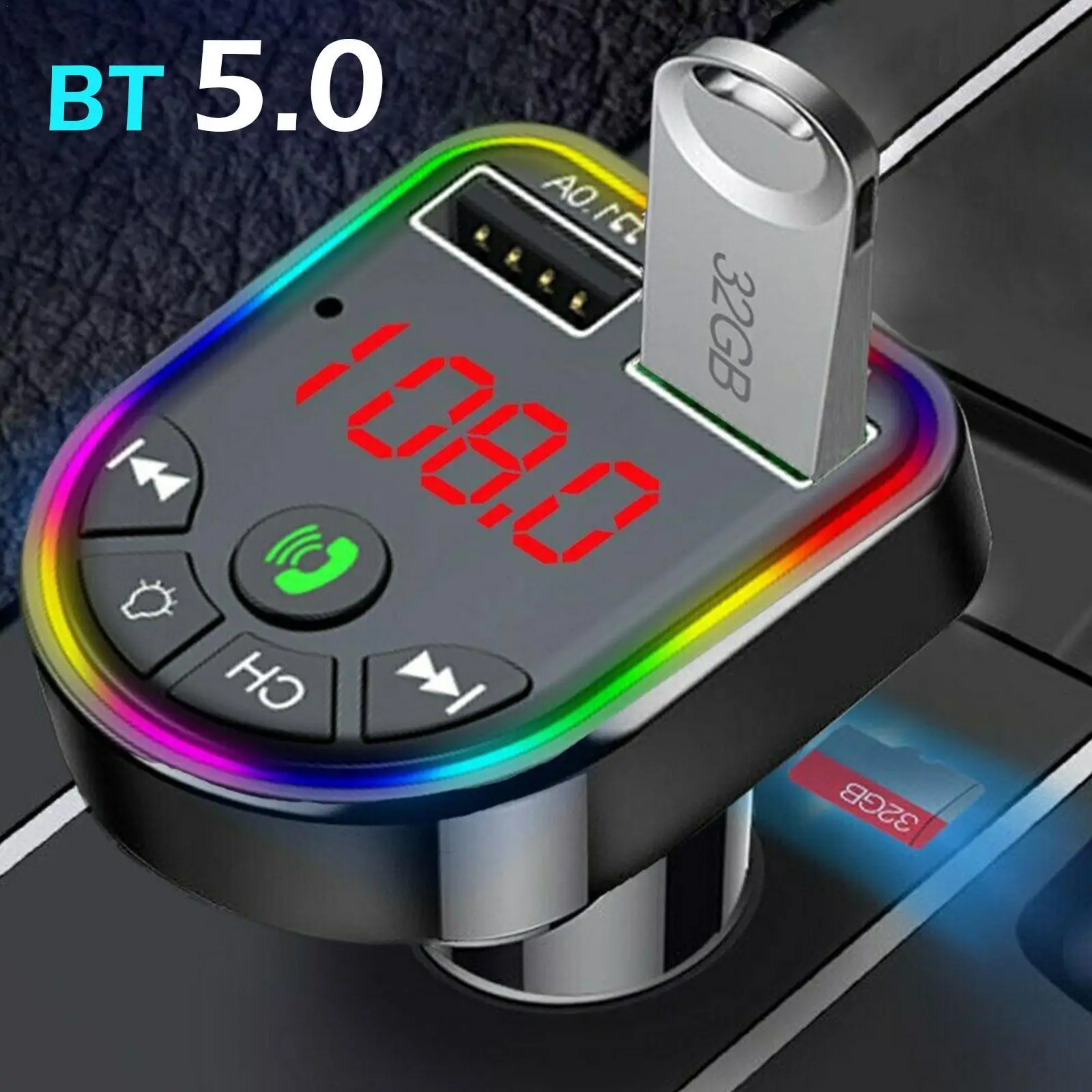 

Bluetooth-модулятор Автомобильный с FM-трансмиттером 5,0 дюйма, 2 USB-порта