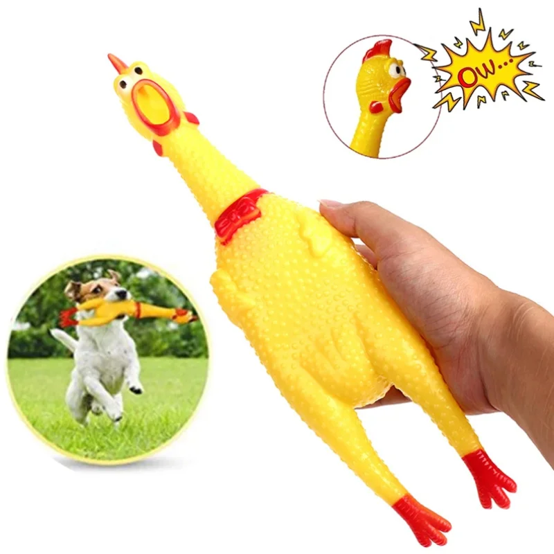 

New Pets Dog Squeak Toys Screaming Chicken Squeeze Sound Dog Chew Toy Durable Funny Yellow Rubber Vent Chicken 16CM 31CM 41CM