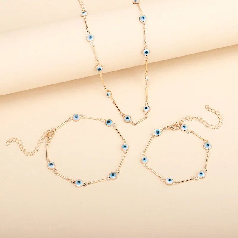 Blue Ball Devil'S Eye Necklace Bracelet Anklet Three Piece Set Devil Eye Bracelet Evil Eyes Jewelry Gift Dropshipping Wholes
Blue Ball Devil'S Eye Necklace Bracelet Anklet Three Piece Set Devil Eye Bracelet Evil Eyes Jewelry Gift Dropshipping Wholes