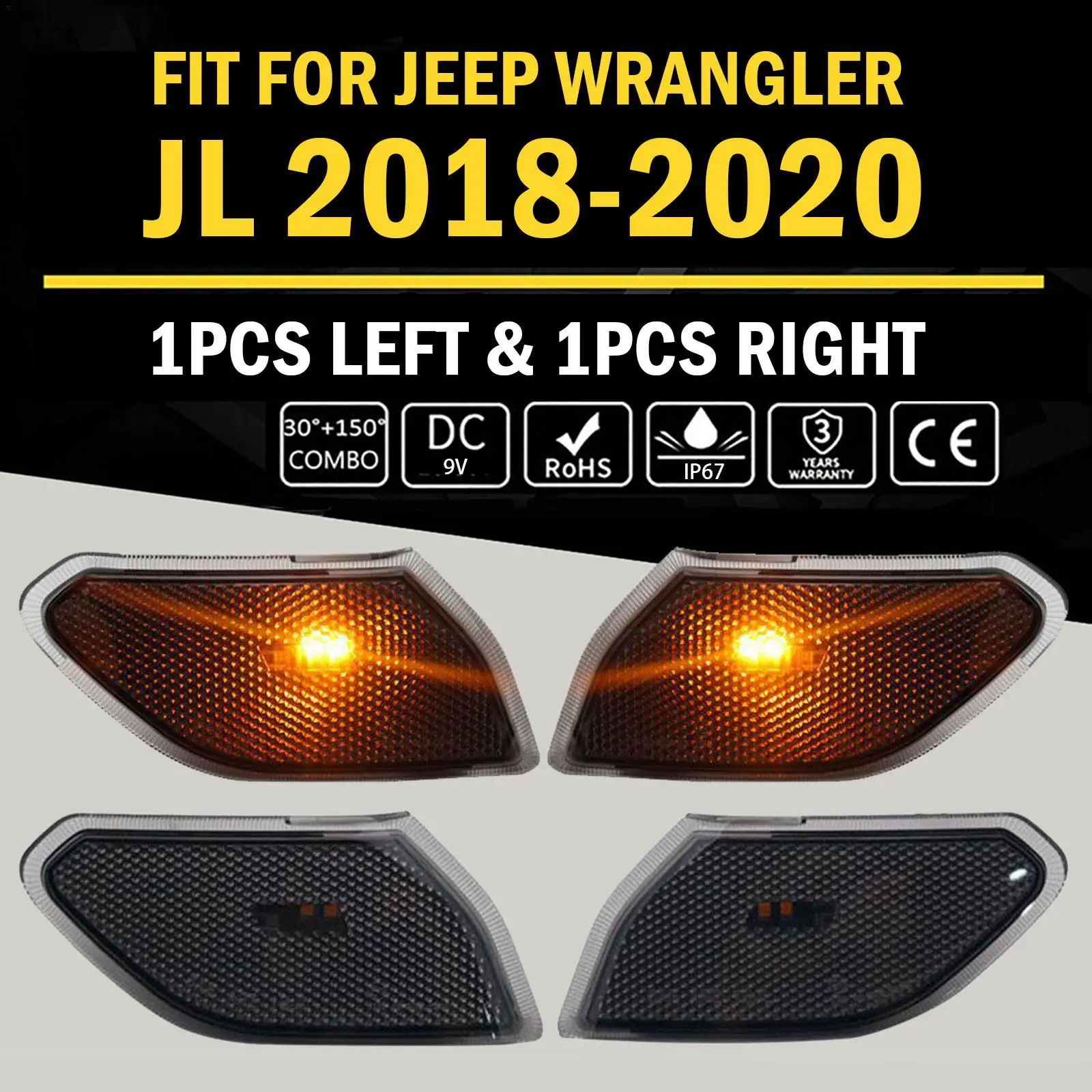 2pcs Car Front Side Markers Amber LED Lights For Jeep wrangler JL 2018 2019 2020 Smoke Shell/Clear Shell
2pcs Car Front Side Markers Amber LED Lights For Jeep wrangler JL 2018 2019 2020 Smoke Shell/Clear Shell