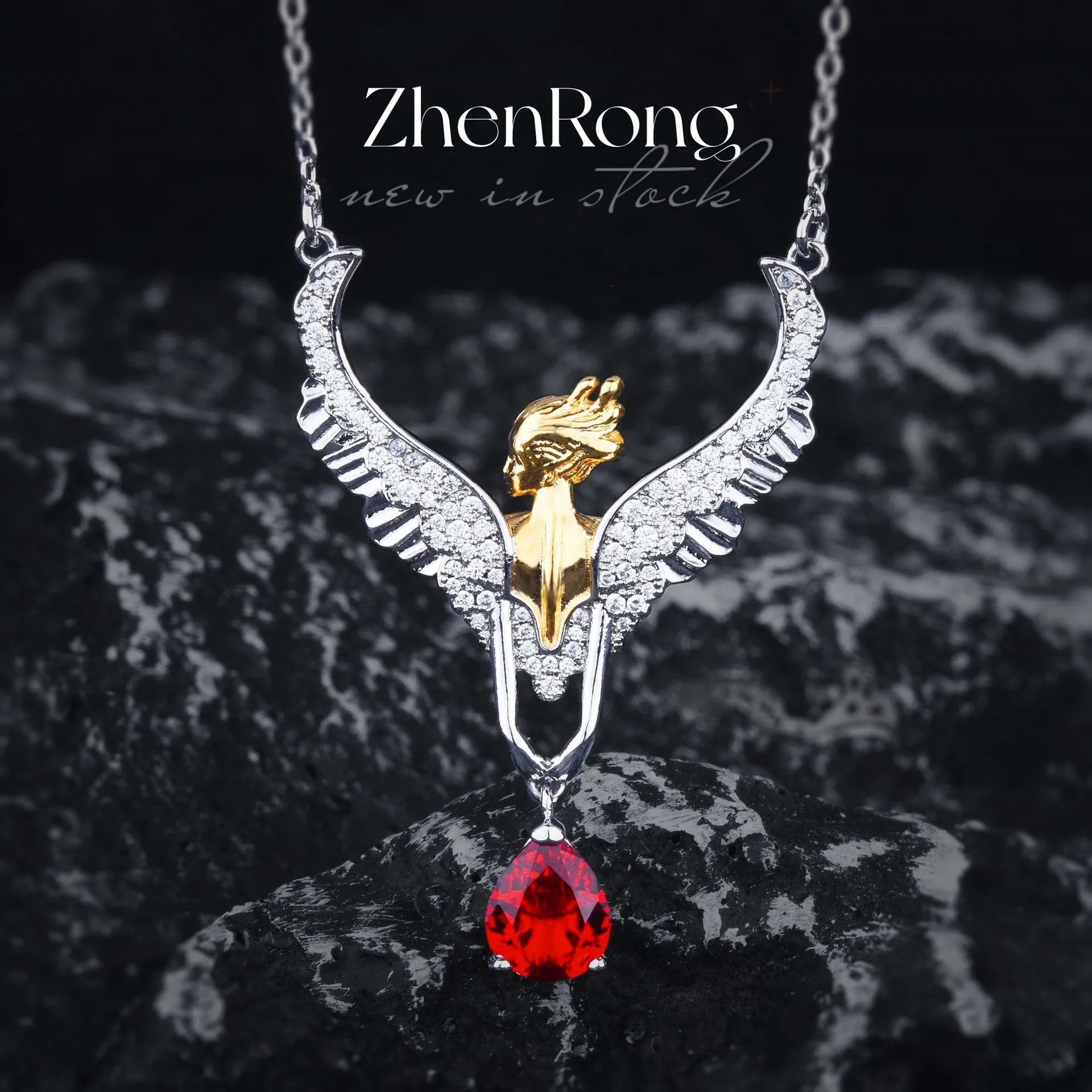 Luxury Elegant Artificial Pigeon Blood Ruby Pendant Necklaces French Style Angel Wings Jewelry Design Wedding Accessories
Luxury Elegant Artificial Pigeon Blood Ruby Pendant Necklaces French Style Angel Wings Jewelry Design Wedding Accessories