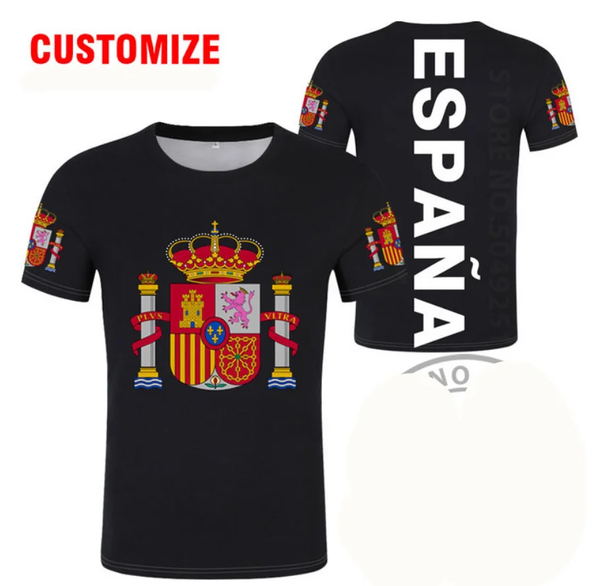 

SPAIN nation flag t shirt es spanish Men Women Children's Adult Best Quality Cotton Hip-hop Short Sleeve T-shirt