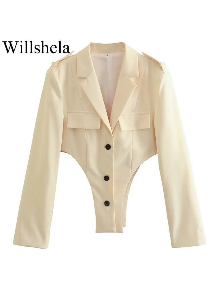 Willshela Women Fashion With Pockets Solid Single Breasted Bodysuits Blazer Vintage Notched Neck Long Sleeves Female Outfits
Willshela Women Fashion With Pockets Solid Single Breasted Bodysuits Blazer Vintage Notched Neck Long Sleeves Female Outfits