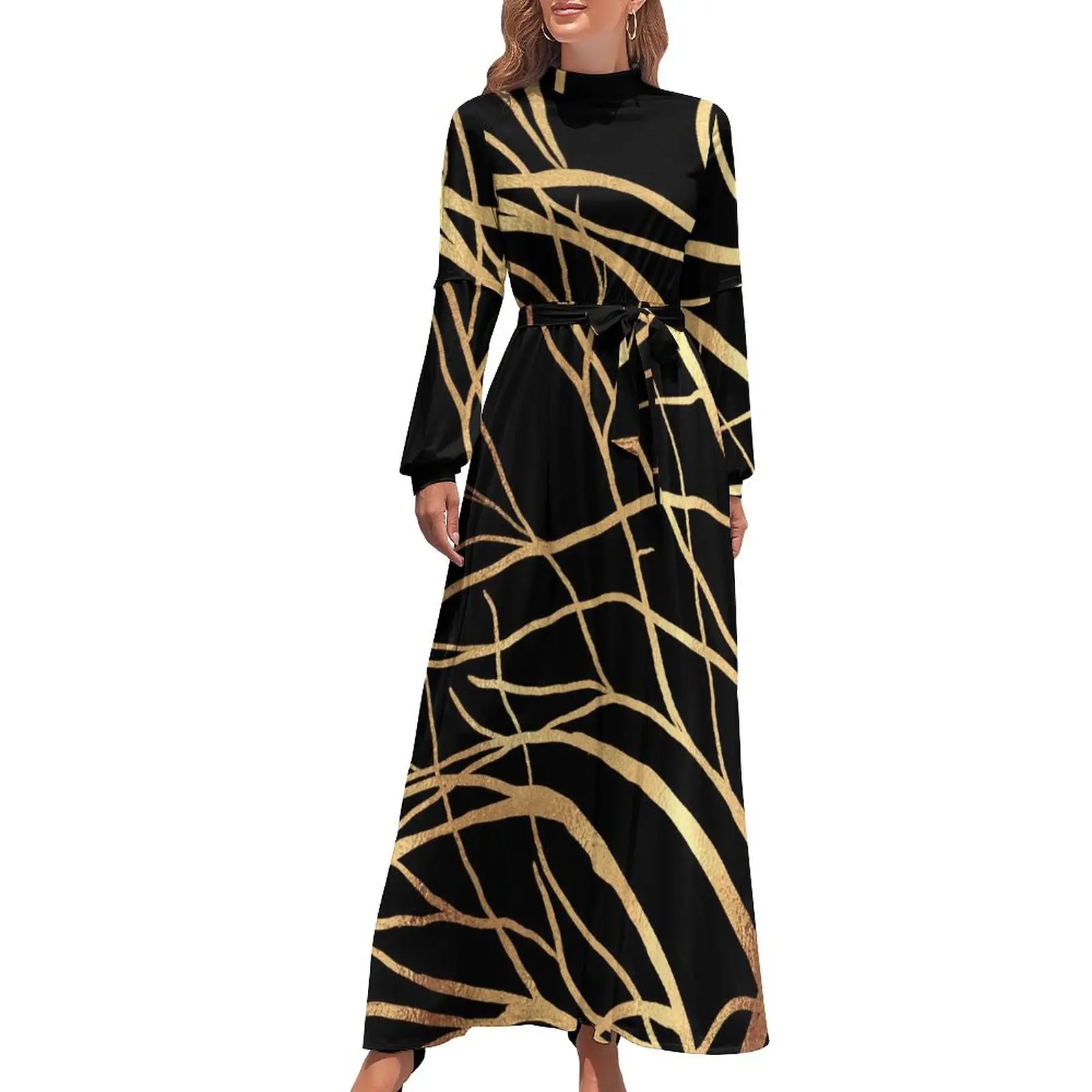Modern Lines Print Dress Long-Sleeve Gold Tree Modern Maxi Dress High Neck Stylish Graphic Boho Beach Long Dresses Birthday Gift
Modern Lines Print Dress Long-Sleeve Gold Tree Modern Maxi Dress High Neck Stylish Graphic Boho Beach Long Dresses Birthday Gift