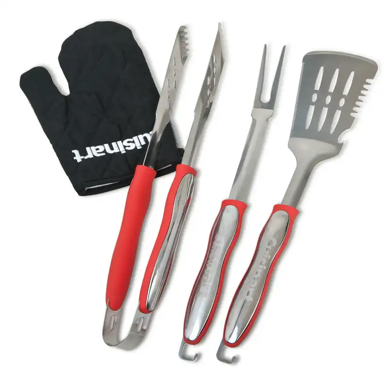 3 Pieces Grilling Tool Set - Red, Set includes Grill Tongs, Chef's Spatula, Grill Fork and a Bonus Grill Glove Professional Home
3 Pieces Grilling Tool Set - Red, Set includes Grill Tongs, Chef's Spatula, Grill Fork and a Bonus Grill Glove Professional Home