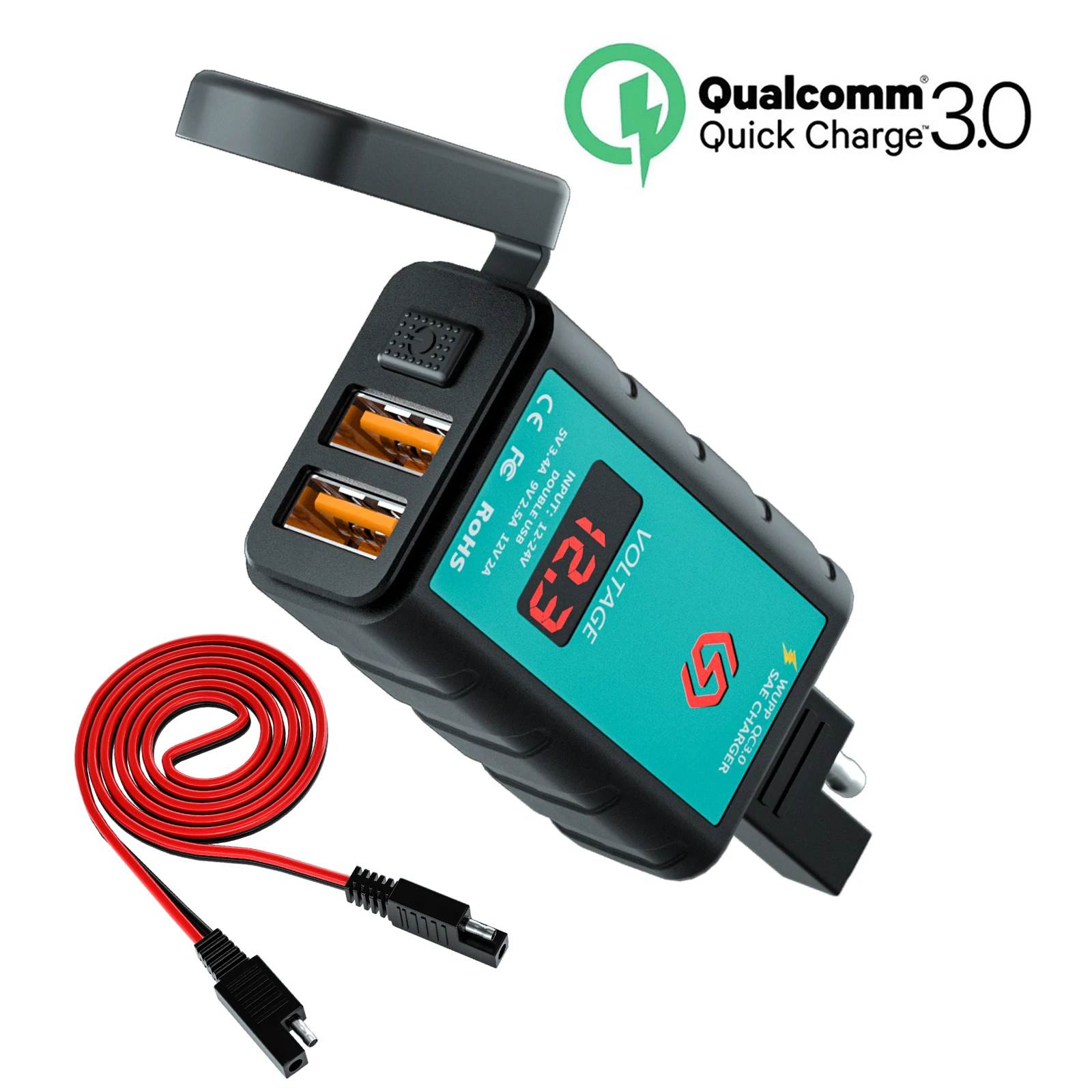 USB-зарядное устройство SAE для мотоцикла, двойной порт QC3.0 с вольтметром и переключателем ВКЛ/ВЫКЛ для планшетов, GPS sae
USB-зарядное устройство SAE для мотоцикла, двойной порт QC3.0 с вольтметром и переключателем ВКЛ/ВЫКЛ для планшетов, GPS sae