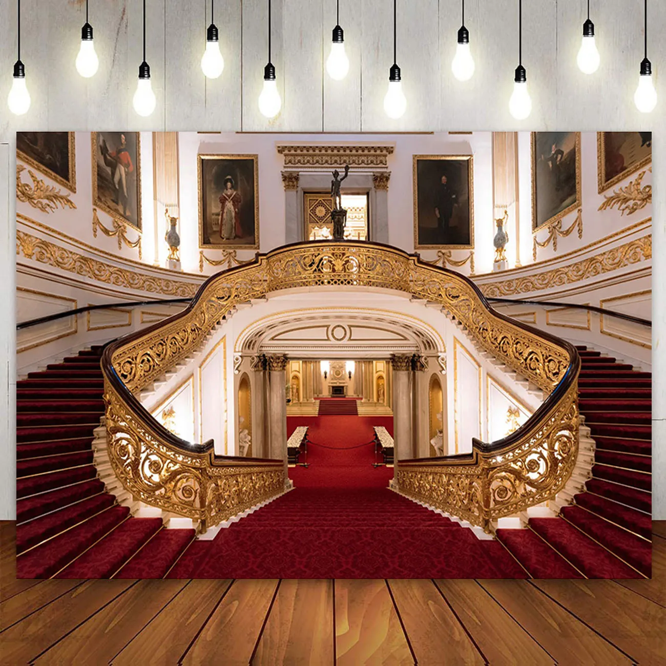 

Palace Stairs Red Carpet Backdrop Interior Live Video Birthday Party Banner Decor Portrait Wedding Bridal Photography Background