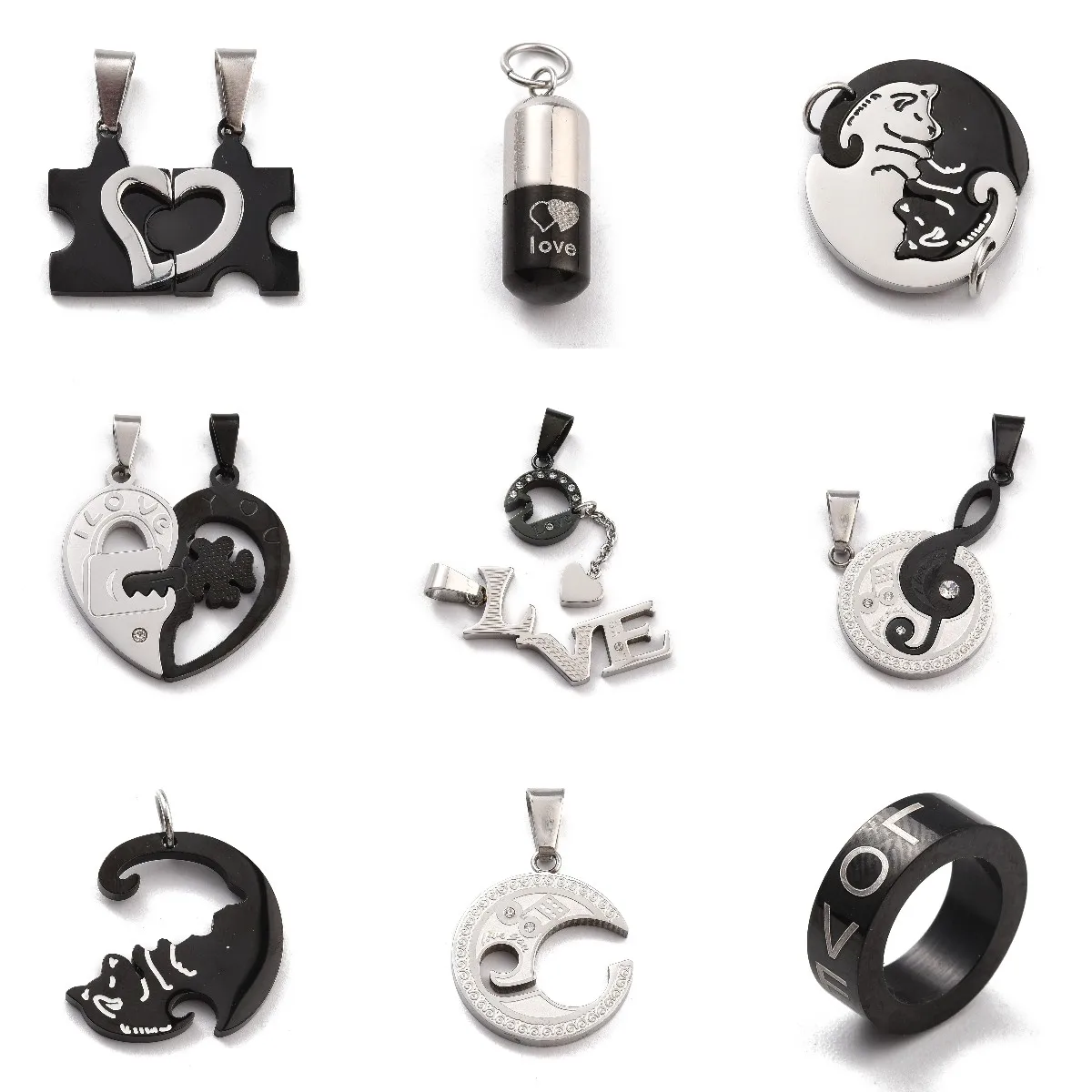 2Sets Titanium Steel Couple Lover Split Puzzle Heart Charms Necklace Pendants Valentine's Day For Best Friend DIY Jewelry Gifts
2Sets Titanium Steel Couple Lover Split Puzzle Heart Charms Necklace Pendants Valentine's Day For Best Friend DIY Jewelry Gifts