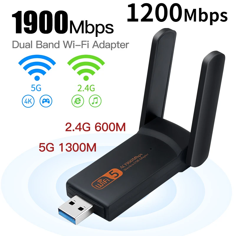 Wireless USB Fast Internet Wifi Adapter 1900Mbps USB Network Card 1200Mbps Wifi Dongle USB LAN Ethernet Dual Band 2.4G 5.8G
Wireless USB Fast Internet Wifi Adapter 1900Mbps USB Network Card 1200Mbps Wifi Dongle USB LAN Ethernet Dual Band 2.4G 5.8G